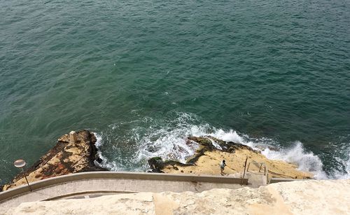 High angle view of sea waves