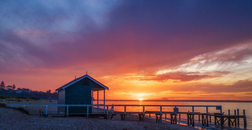 Scenic view of beach against sky during sunset