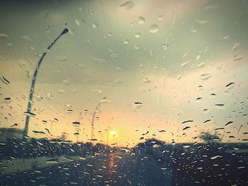 Full frame shot of wet window during rainy season