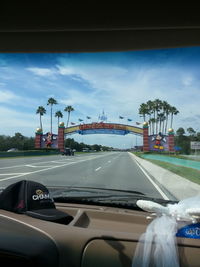 Road seen through car windshield