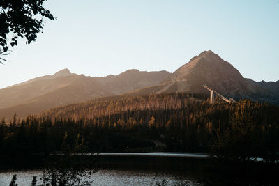 Scenic view of mountains against clear sky