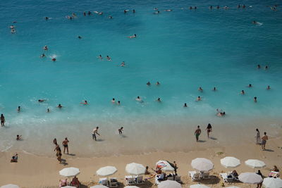 High angle view of people at swimming pool