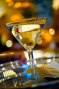 Close-up of a martini on table