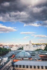 High angle view of cityscape against sky