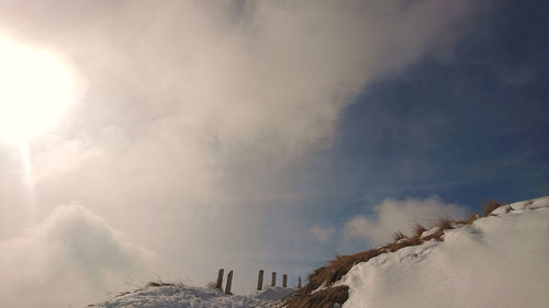 Low angle view of land against sky