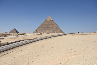 View of pyramid of khafre against clear sky