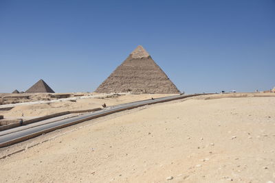 View of desert against clear sky