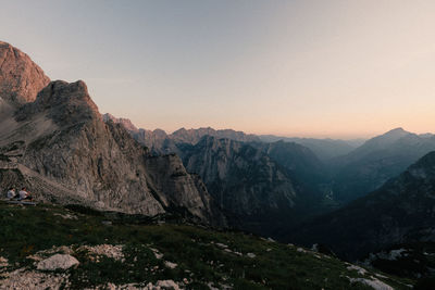 Scenic view of mountains against clear sky