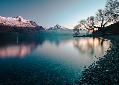 Scenic view of lake against sky