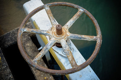 Close-up of rusty wheel