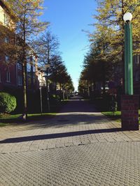 Empty road with trees in background