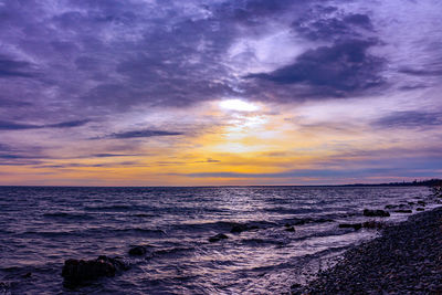 Scenic view of sea against sky during sunset