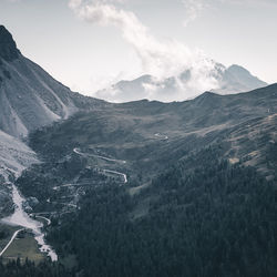 High angle view of mountains against sky