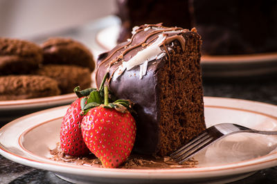 A delicious cake slice with strawberry