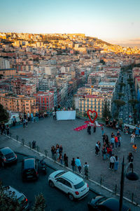 High angle view of city street