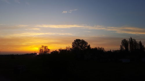 Silhouette trees against sky during sunset