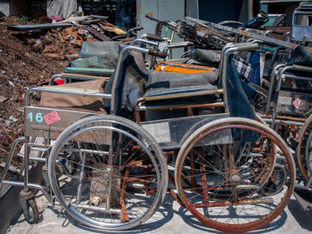 Abandoned shopping cart in city