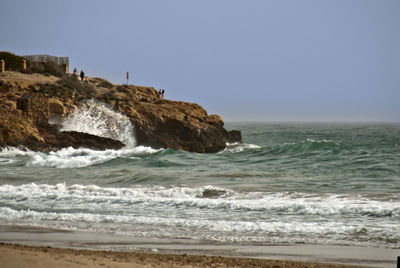 Scenic view of sea against clear sky