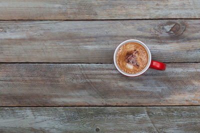 High angle view of coffee on table