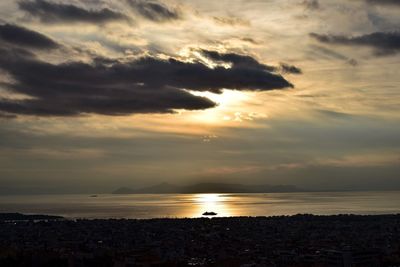 Scenic view of sea against dramatic sky