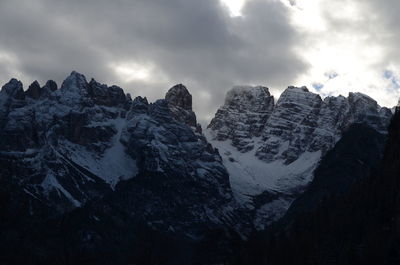 Scenic view of mountains against sky during winter