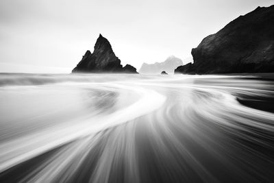 Low angle view of rock formations