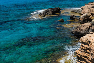 Sea caves near ayia napa, mediterranean sea coast, cyprus