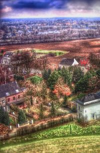 View of residential district against sky