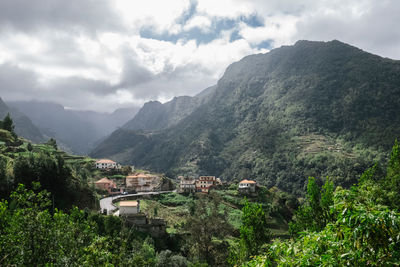 Scenic view of mountains against sky