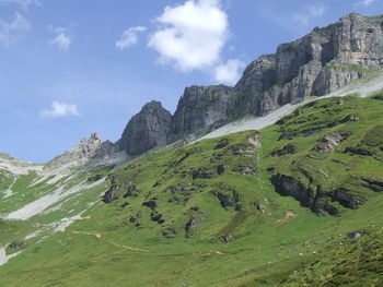 Low angle view of mountain against sky