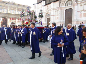 Group of people in front of building