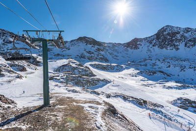 Scenic view of snow covered mountains against sky