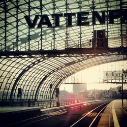 Train on railroad station platform