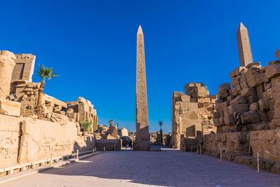 Obelisk with hieroglyphics in the famous karnak temple in luxor, egypt. 