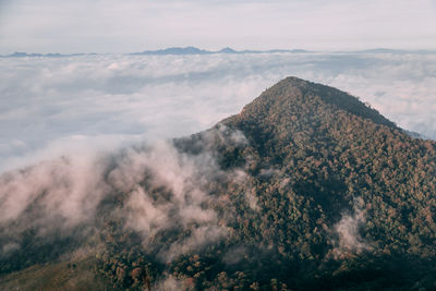 Scenic view of majestic mountains against sky