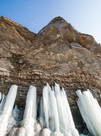 Scenic view of waterfall against clear sky