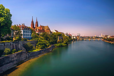 River amidst buildings against sky