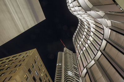 Low angle view of modern buildings in city