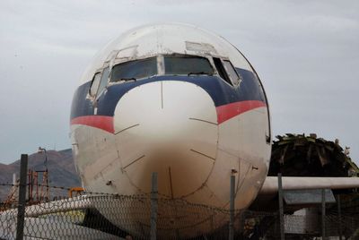 Close-up of built structure against sky