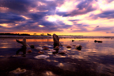 Scenic view of sea against cloudy sky