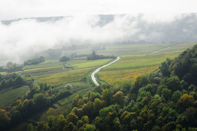 Scenic view of land against sky