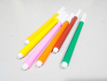 Close-up of colorful felt tip pens on table