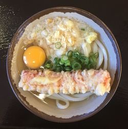 Directly above shot of food in bowl on table