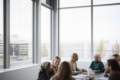 People talking during business meeting