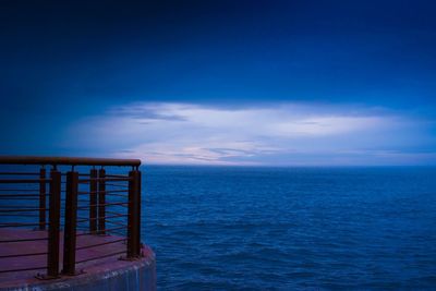 Scenic view of sea against blue sky