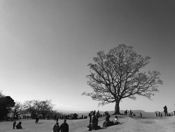 People on field against sky