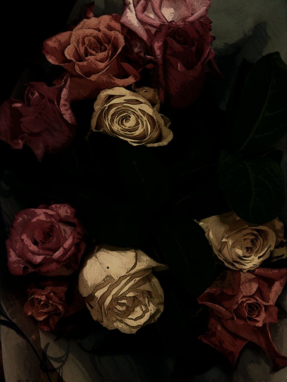 CLOSE-UP OF ROSES AGAINST BOUQUET