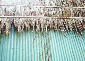 Full frame shot of patterned roof against wall