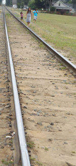 Railroad tracks on road