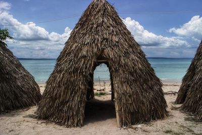 Scenic view of beach against sky